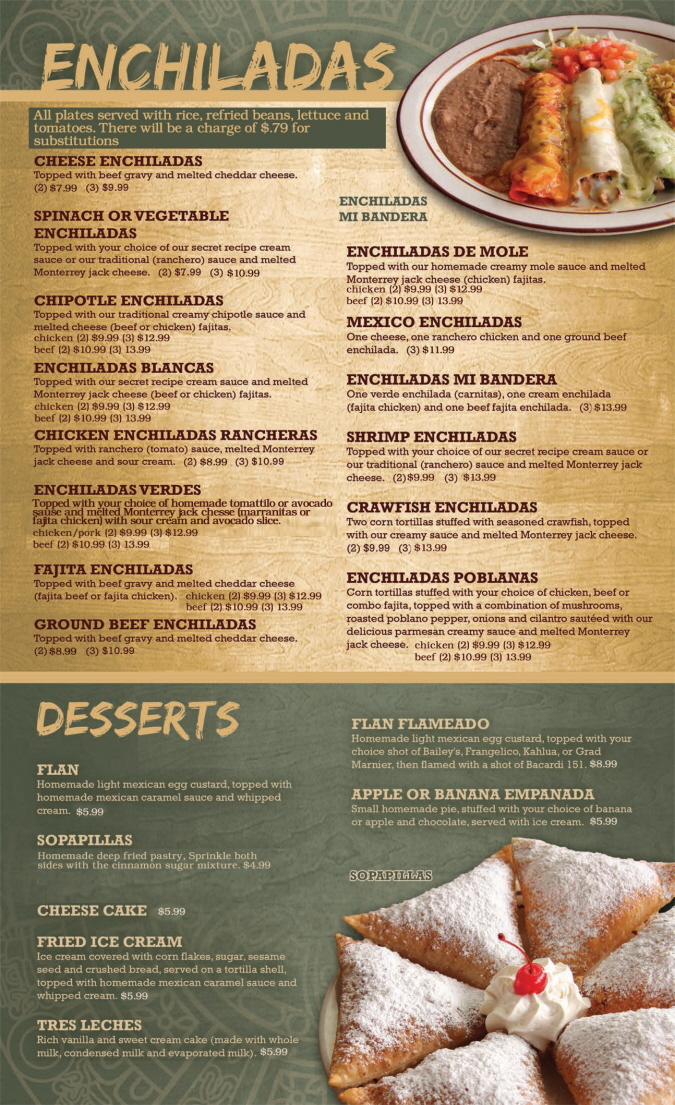 Menus Of Texas - Coupons - Mama Juanitas Mexican Restaurant - Conroe - Dinner Menu