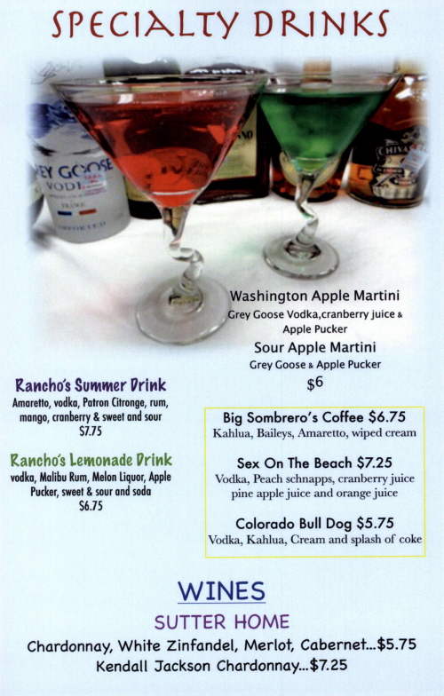 Menus Of Texas - Rancho Grande Bar & Grill - Bar Menu