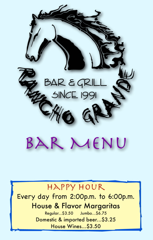 Menus Of Texas - Rancho Grande Bar & Grill - Bar Menu